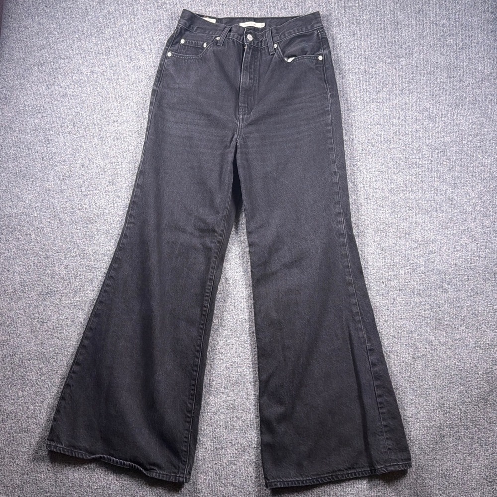 Levi's Premium High Loose Flare Jeans Womens 28 Black High Rise Wide Leg